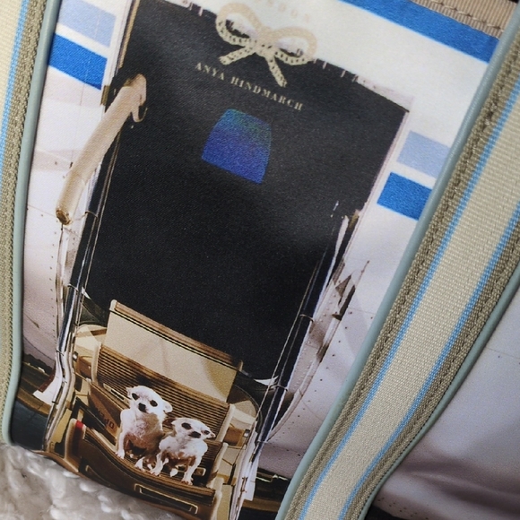 Anya Hindmarch Light Blue and Cream Striped Strap Tote - Picture 3 of 13